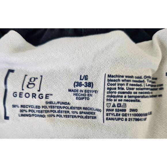 Mens George Swimsuit Trunks Navy Blue Aqua Gray Drawstring Waist Size L 36-38 - Picture 9 of 9